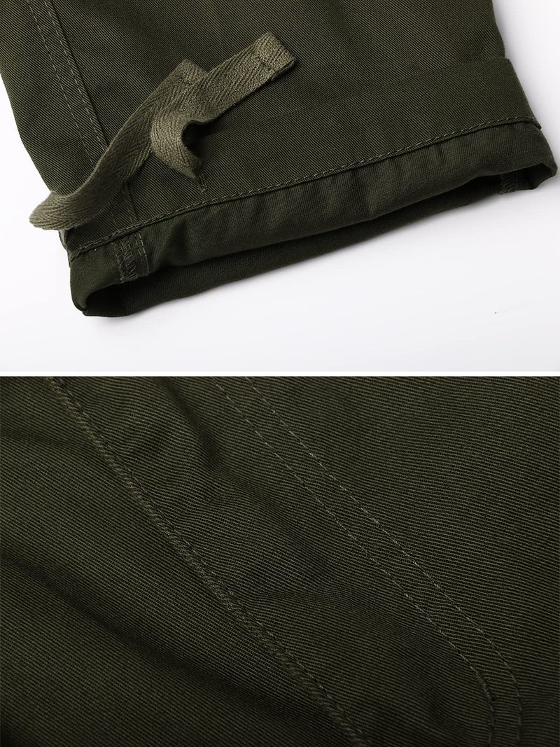 OCHENTA Men's Cotton Casual Cargo Work Pants with 8 Pockets Military Tactical Combat Army Green 36 - Image 2